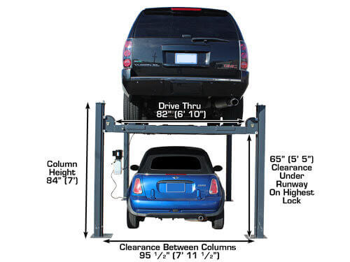 Atlas® 408-SL Premium 4 Post Parking lift, 8,000-lb Capacity