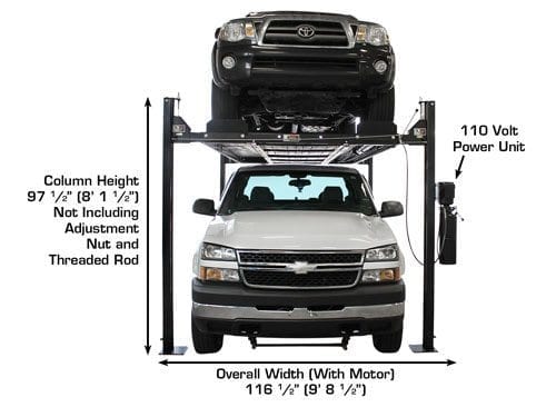 Atlas Storage Lift, Pro 8000EXT-L, 4 Post Parking lift, 8,000-lb, (Extra Tall and Long)
