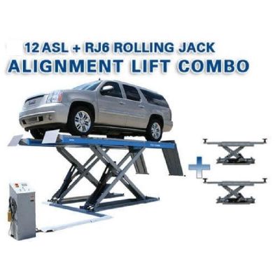 Atlas Equipment 12ASL Alignment Scissor Lift and RJ-6 Rolling Jacks Combo