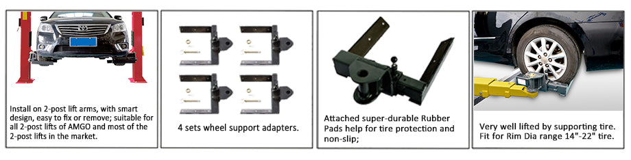 AMGO Wheel Support Adapter, Adjustable for 2-Post Auto Lifts, 20807 ...