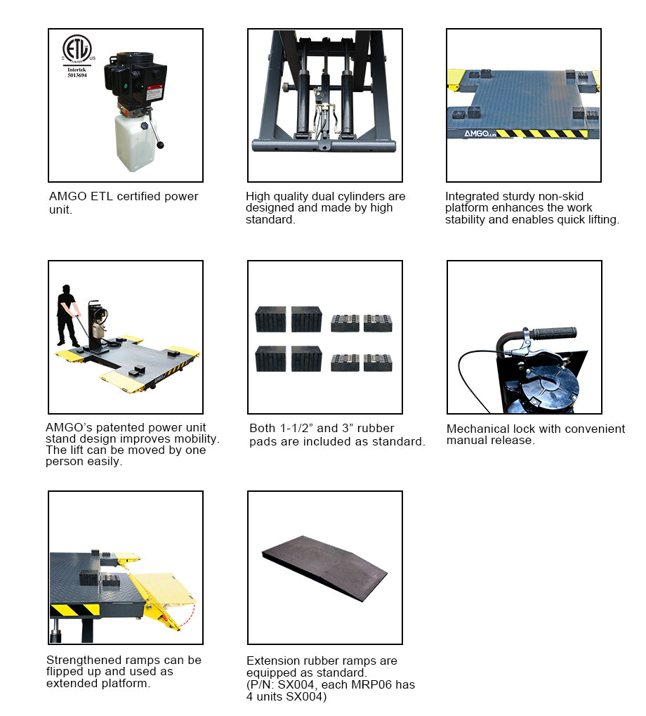 AMGO MRP06 Portable Platform Mid Rise Scissor Auto Lift