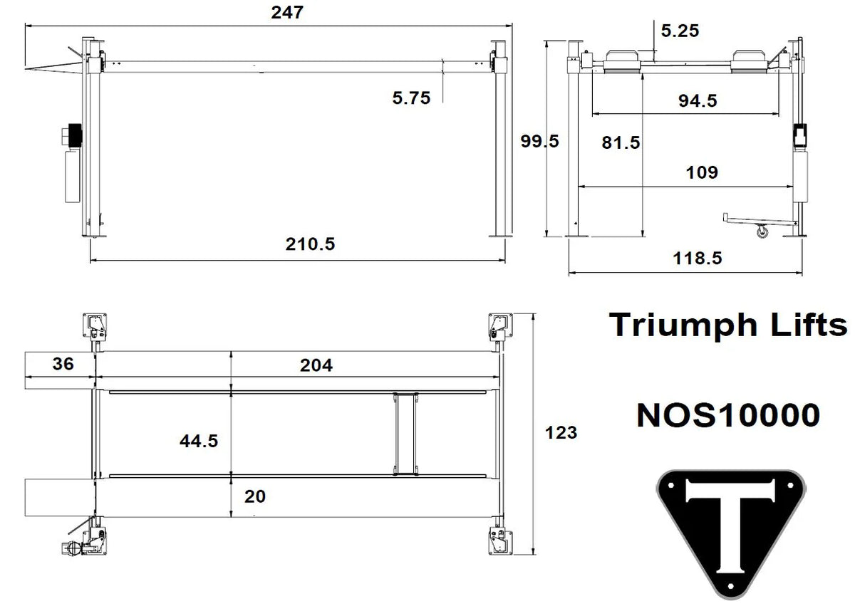 Triumph NOS10000, 4-Post Service Storage Auto Lift, 10,000 LB