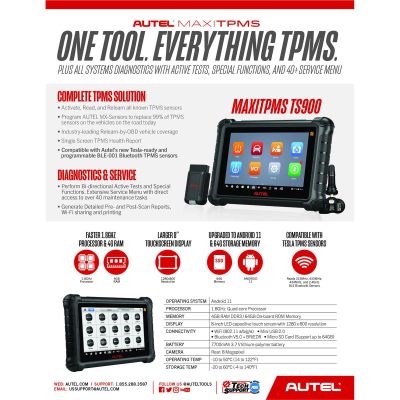 Autel MaxiTPMS TS900 complete TPMS, all-systems diagnostics, and services