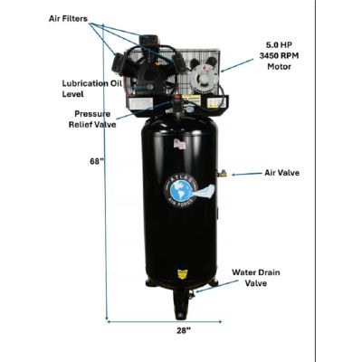 Atlas® Air Force AF5 Single Stage Single Phase 60 Gallon Air Compressor