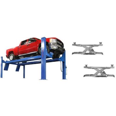 Atlas ALI PVL14KOF-EXT, Open Front, Alignment 4-Post Auto Lift with RJ7000 Rolling Jacks
