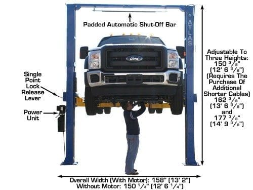 Atlas PV15PX, Adjustable Height, Overhead 2 Post Auto Lift, 15,000-lb
