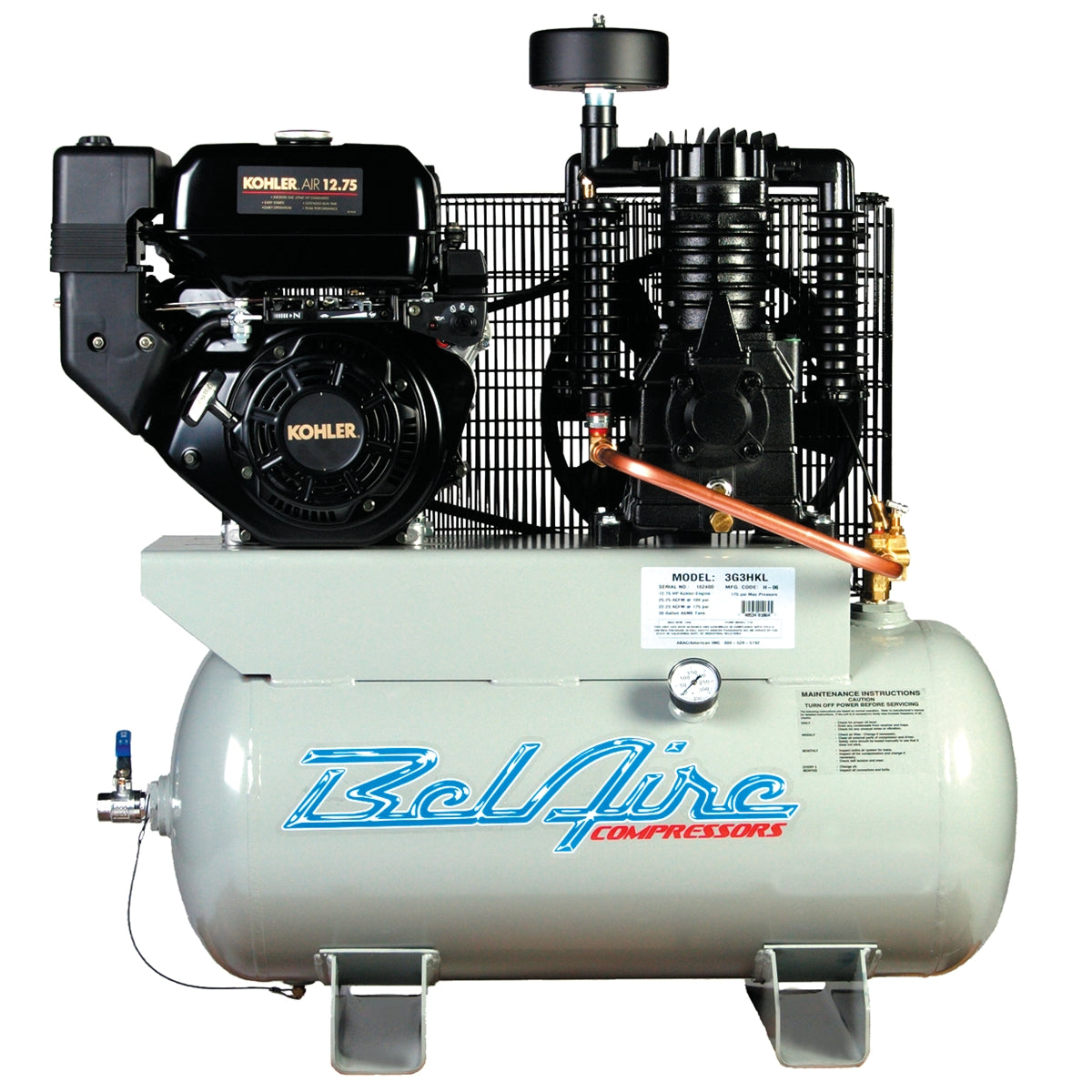 BelAire 3G3HKL 14-hp 30-gal Gas Engine Air Compressor - Kohler Egine