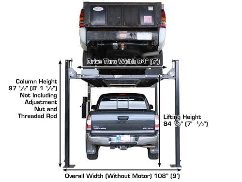 Atlas Storage Lift, Pro 8000EXT-L, 4 Post Parking lift, 8,000-lb, (Extra Tall and Long)